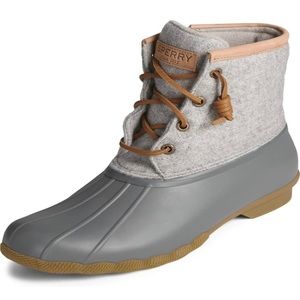 SPERRY Women's Top Sider Saltwater Wool Embossed Gray Duck Rain Boots Sz 7M
